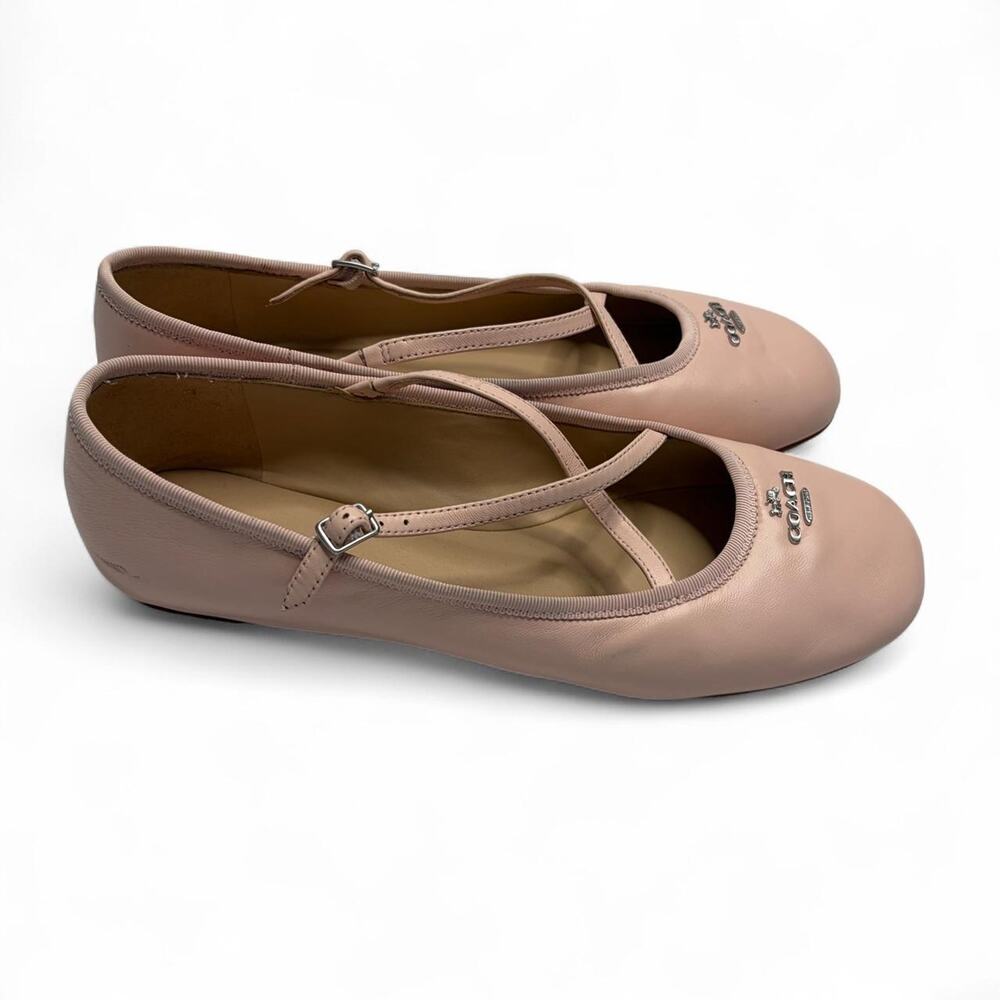 Y2K Coach ballet flats in light baby pink leather with classic design size 9.5 - Picture 3 of 8